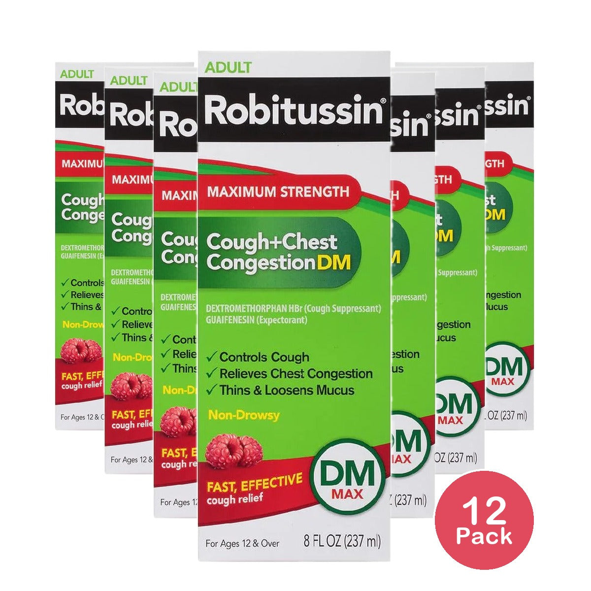 Robitussin Cough + Chest Congestion DM Max 8 Fl Oz (Pack of 12)