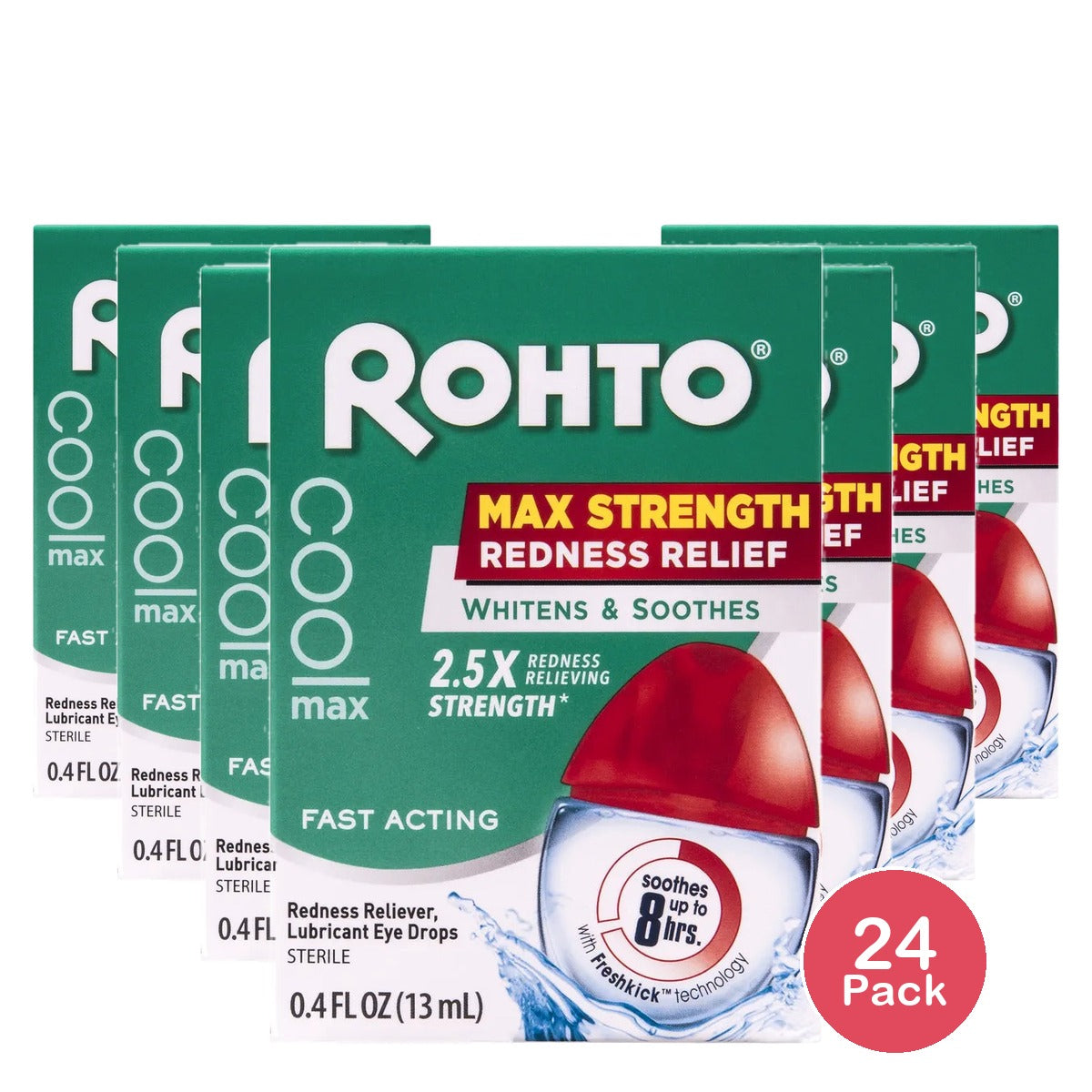 Rohto Cooling Maximum Redness Relief Eye Drops0.4Oz (Pack Of 24)