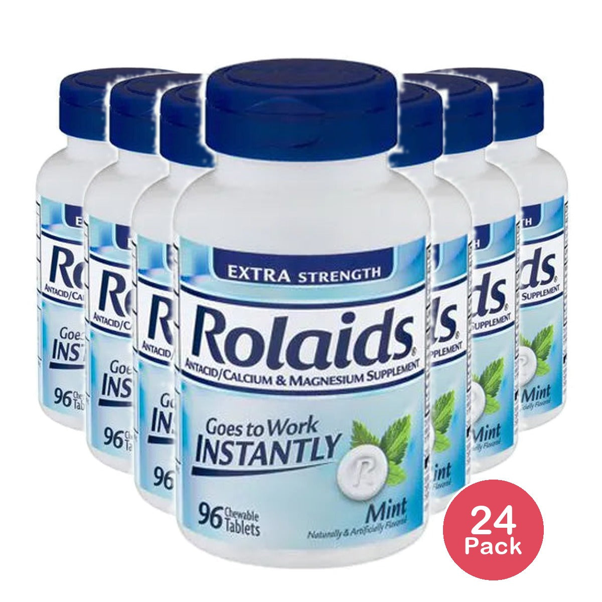 Rolaids Extra Strength Antacid Chewable Tablets Mint 0.55Oz (Pack Of 24)