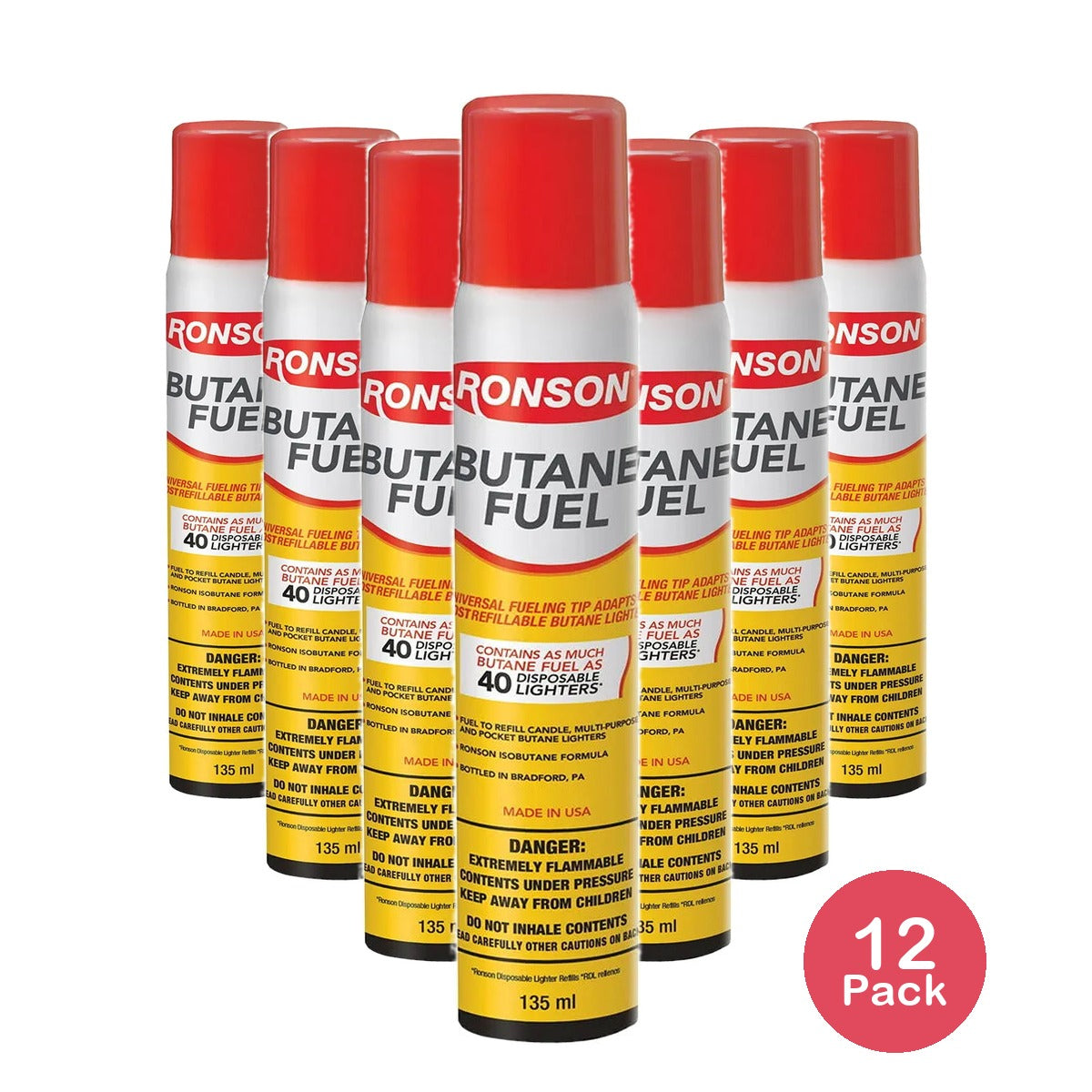 Ronson Large Lighter Butane Refill 78 gm 2.75Oz (Pack of 12)