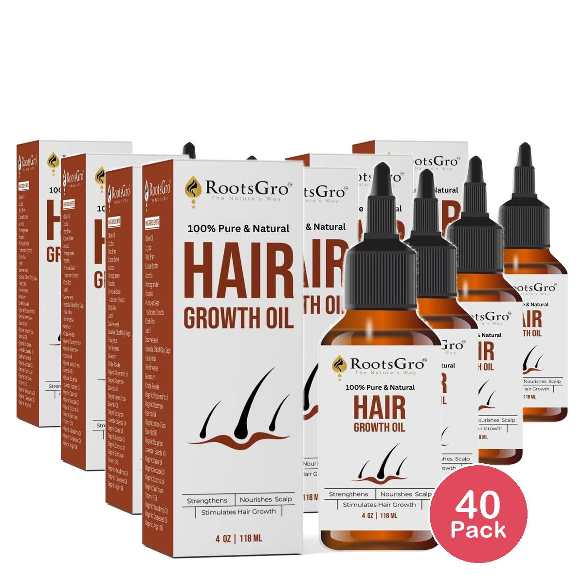 RootsGro Hair Growth Oil 4 Oz (Pack of 40)