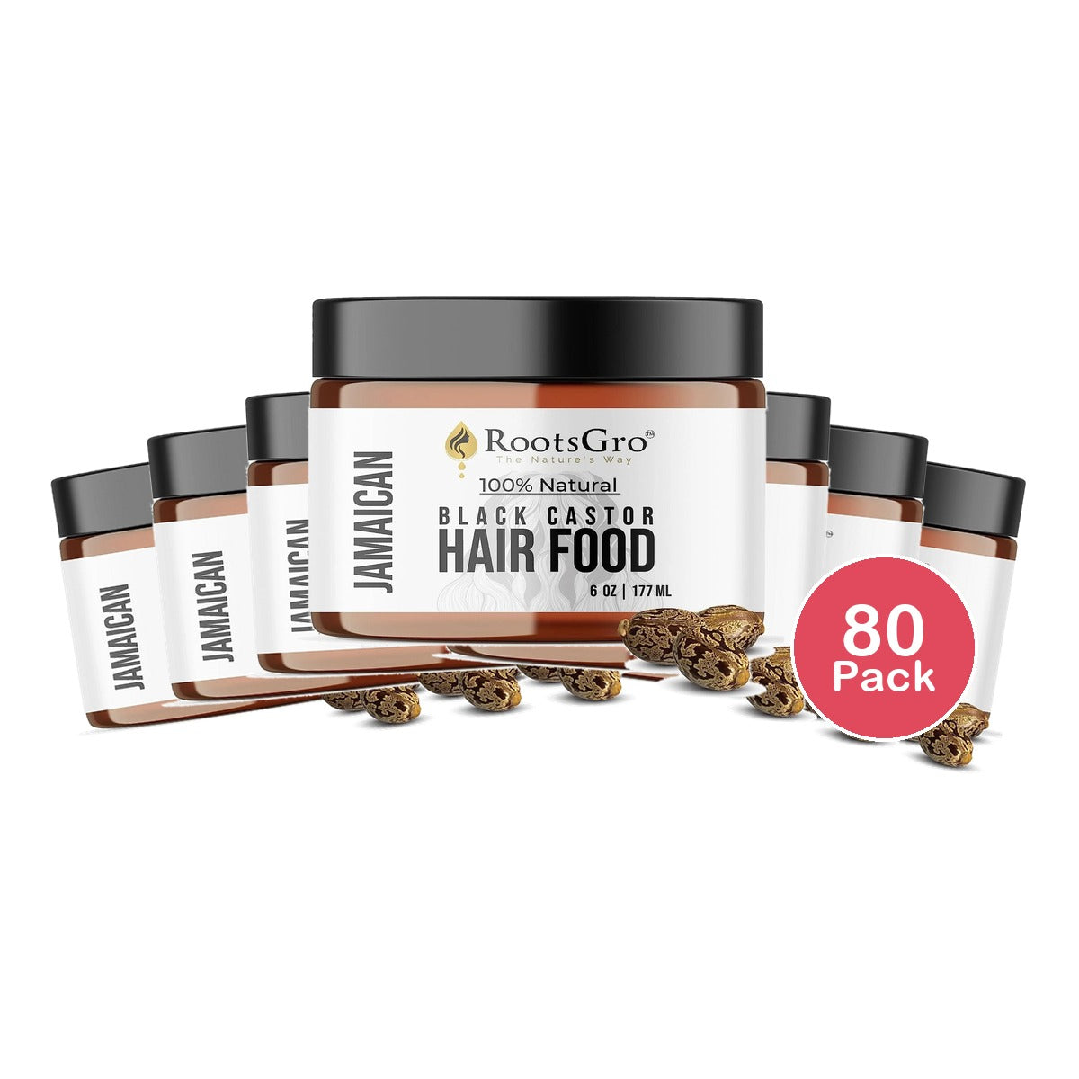 RootsGro Jamaican Black Castor Hair Food 6 Oz (Pack of 80)