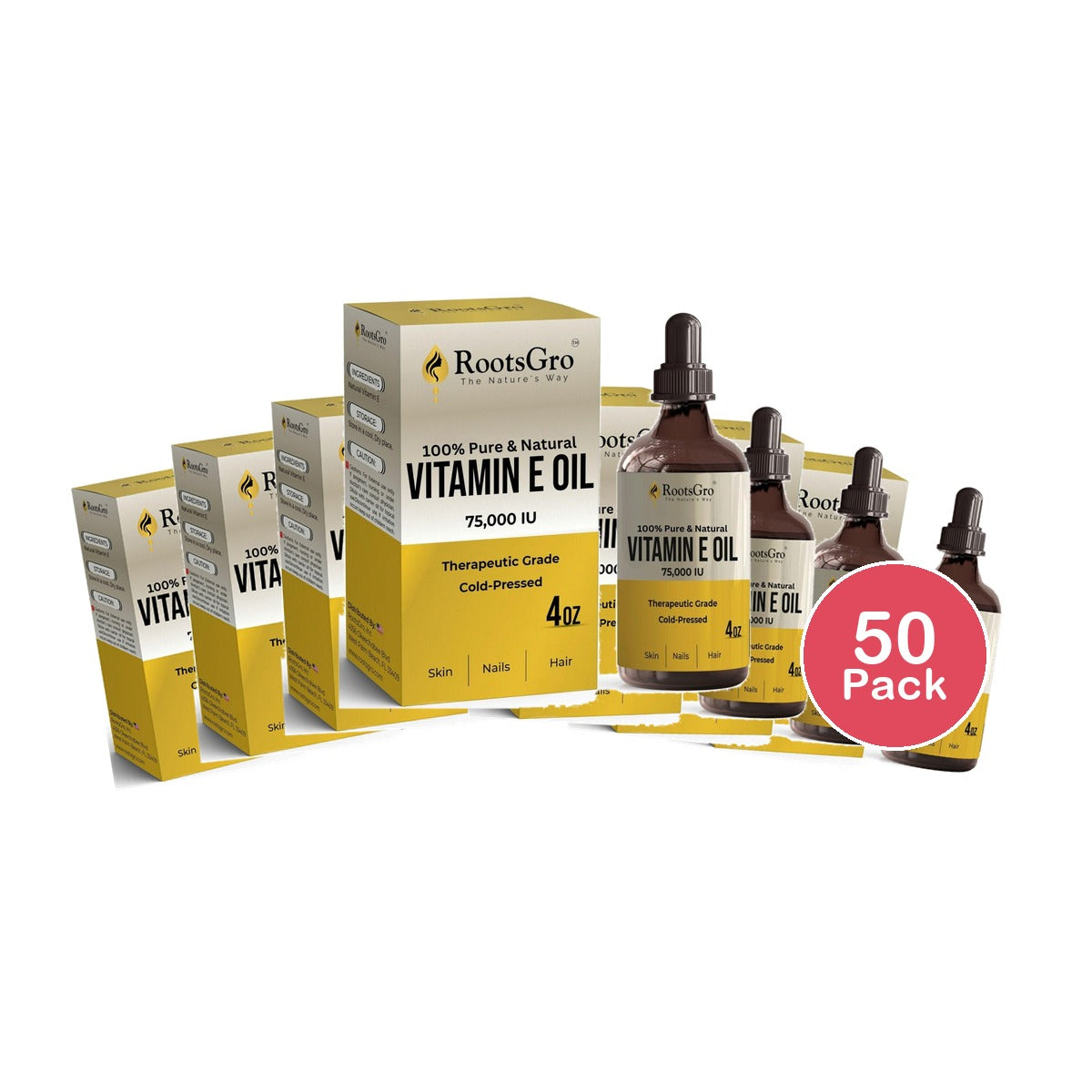 RootsGro Vitamin E Oil 4 Oz (Pack of 50)
