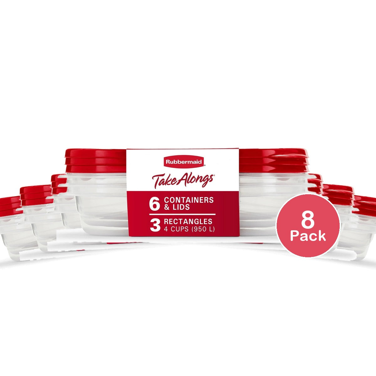 Rubbermaid TakeAlongs 4-Cup Rectangle Containers (Pack of 8)