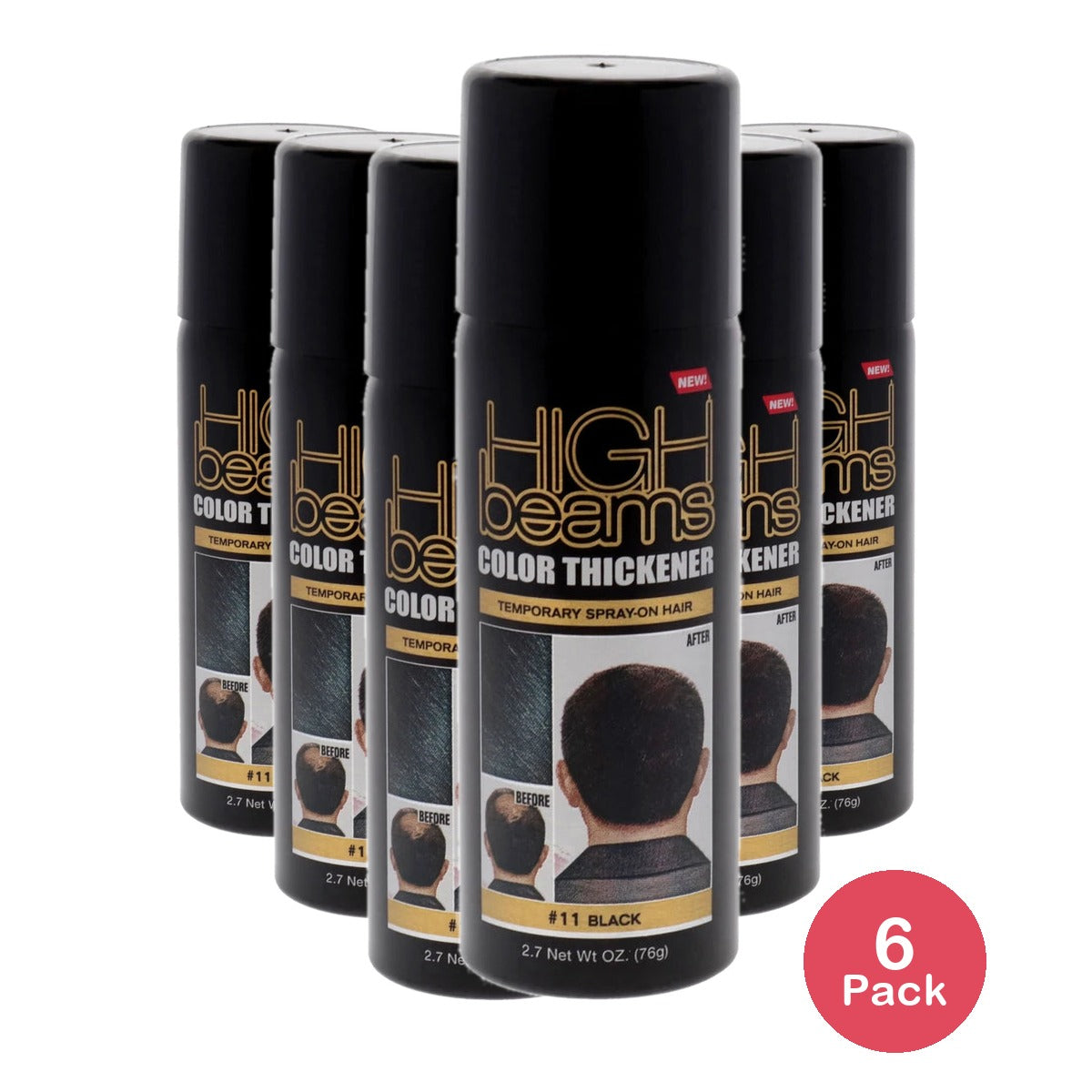 Salon Grafix High Beams Color Thickener Temporary Spray - Black 2.7 oz Hair Co (Pack of 6)