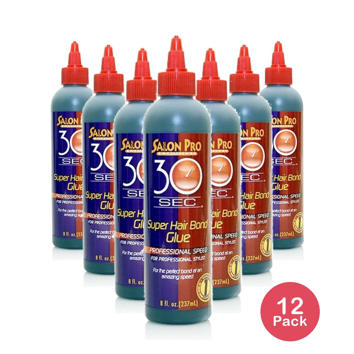 Salon Pro 30 Sec Super Hair Bond Glue - Choose Size 8 Oz (Pack of 12)
