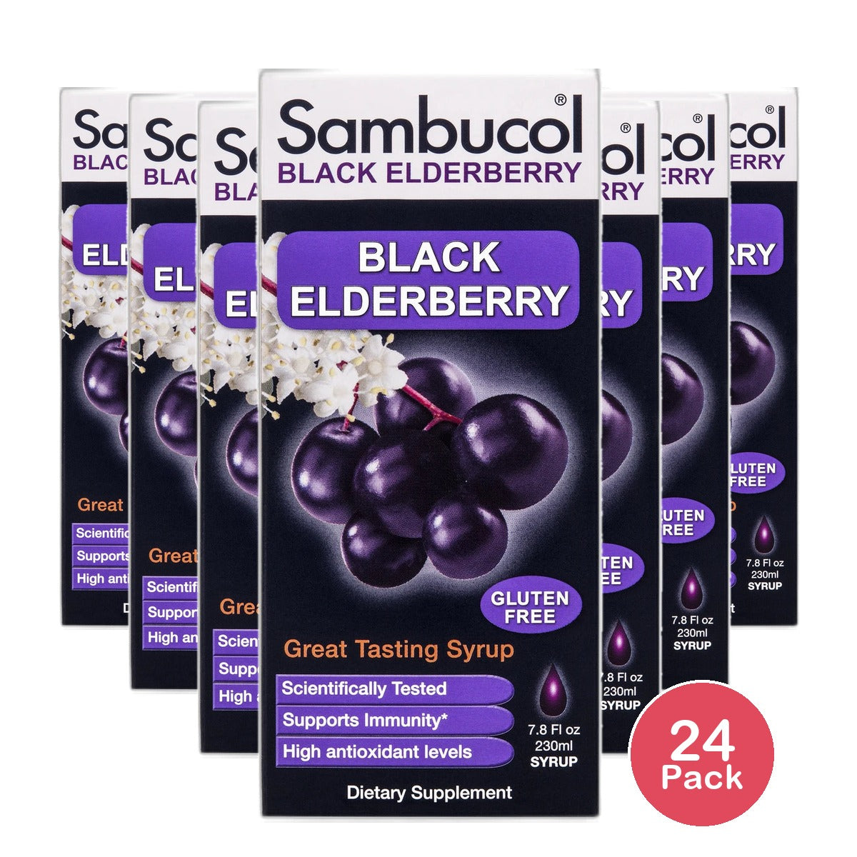 Sambucol Black Elderberry Syrup To Support Immune System Original Formula7.8Oz (Pack of 24)