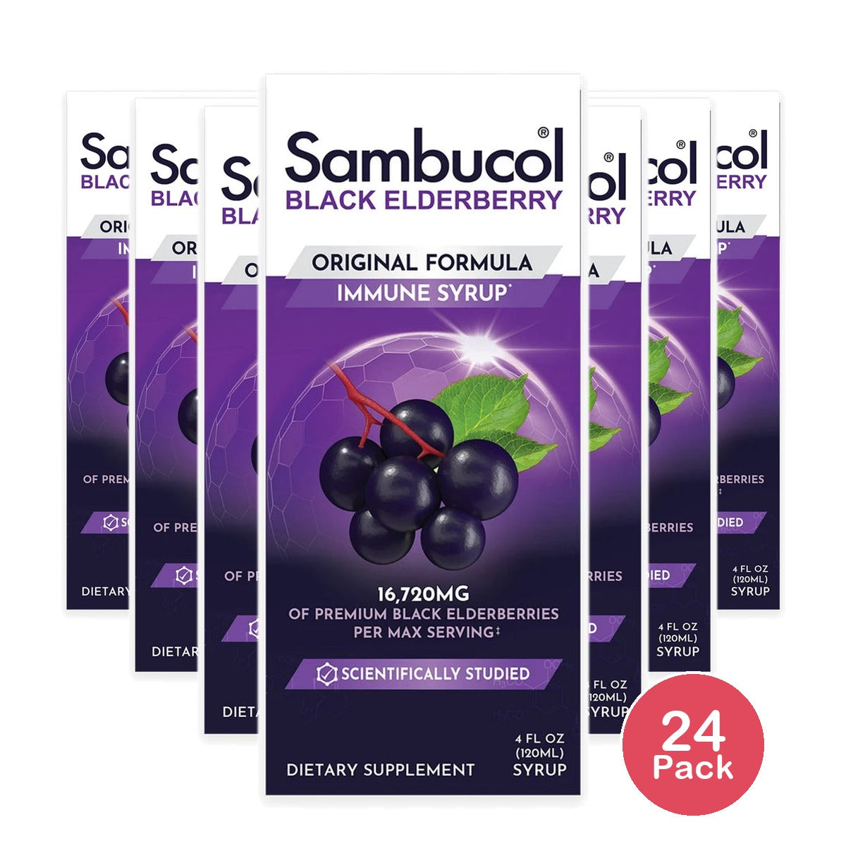 Sambucol Black Elderberry Vegan Immune Support Syrup - 4 fl Oz (Pack of 24)