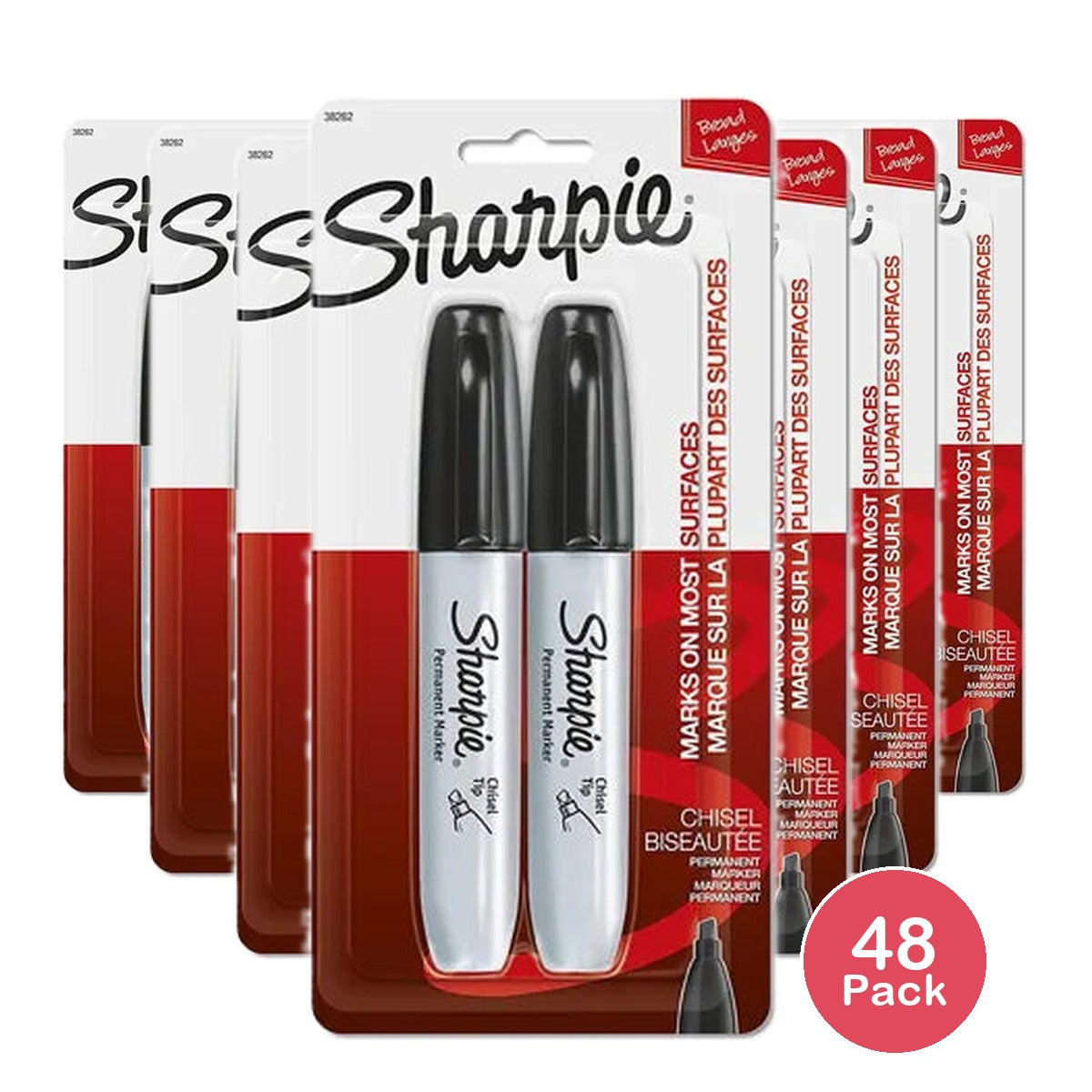 Sanford Sharpie Permanent Marker Black Chisel Tip 2.4oz (Pack of 48)