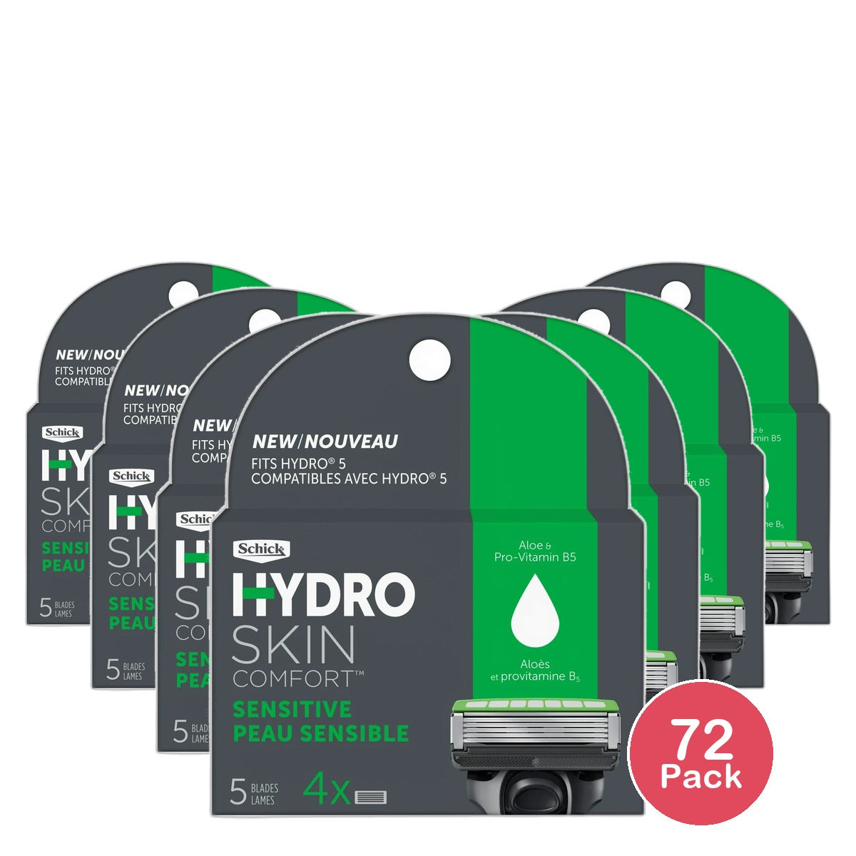 Schick Hydro 5 Blade Comfort Sensitive Refill 0.16Oz (Pack Of 72)