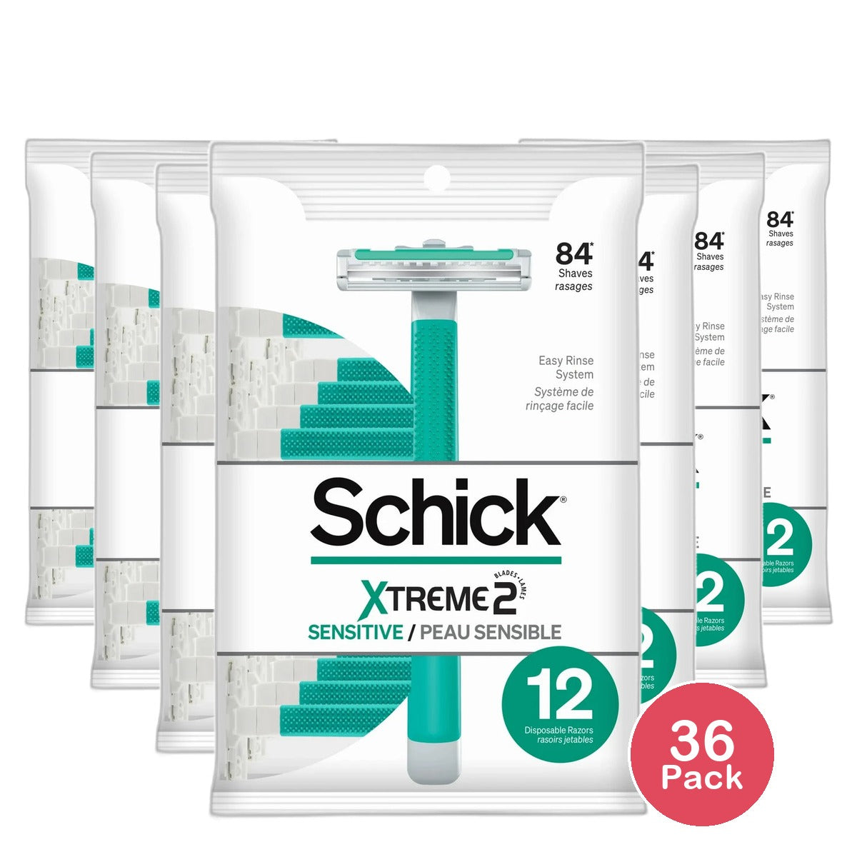 Schick Xtreme 2 Sensitive Disposable Razors for Men 3.03oz (Pack of 36)
