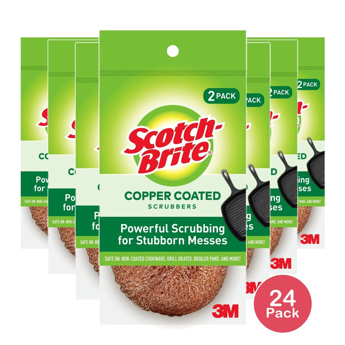 Scotch-Brite Copper Coated Scrubbers 2 Scrubbers 1.76 Oz (Pack of 24)