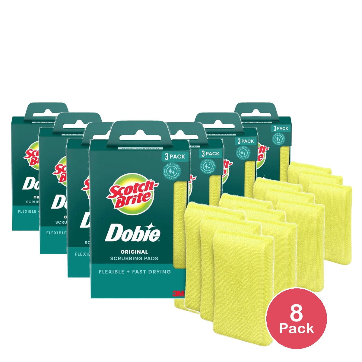 Scotch-Brite Dobie All-Purpose Cleaning Pads Yellow (Pack of 8)