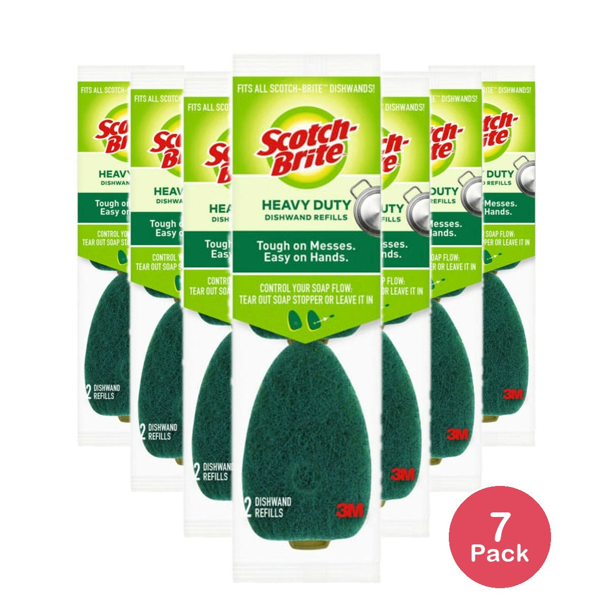 Scotch-Brite Heavy Duty Dishwand Refill Heads 2 Ct (Pack of 7)