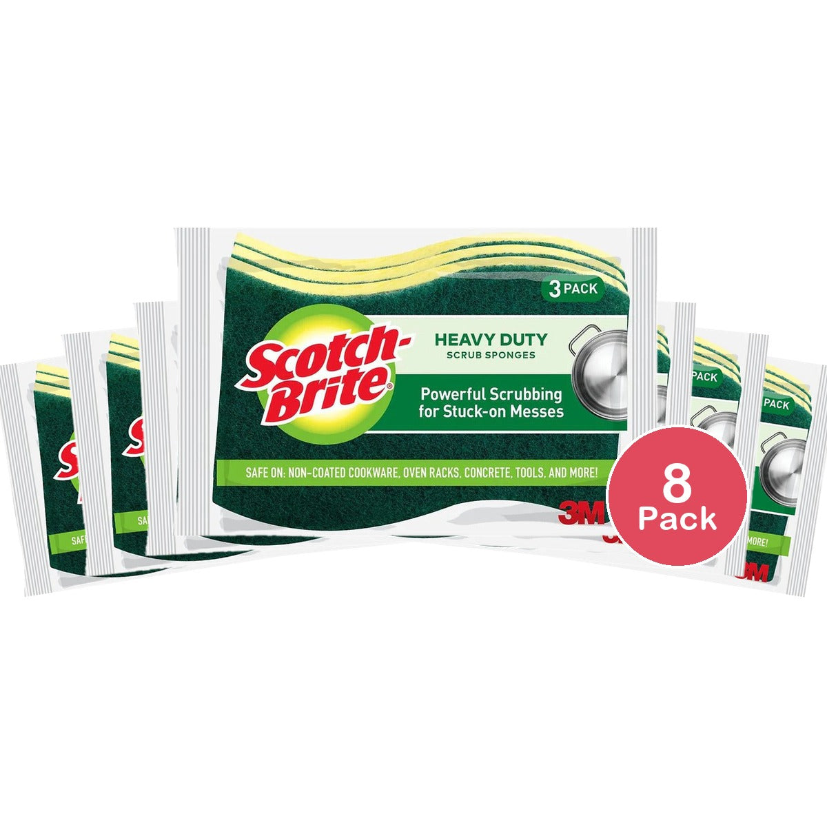 Scotch-Brite Heavy Duty Scrub Sponges 1.7 Lb (Pack of 8)