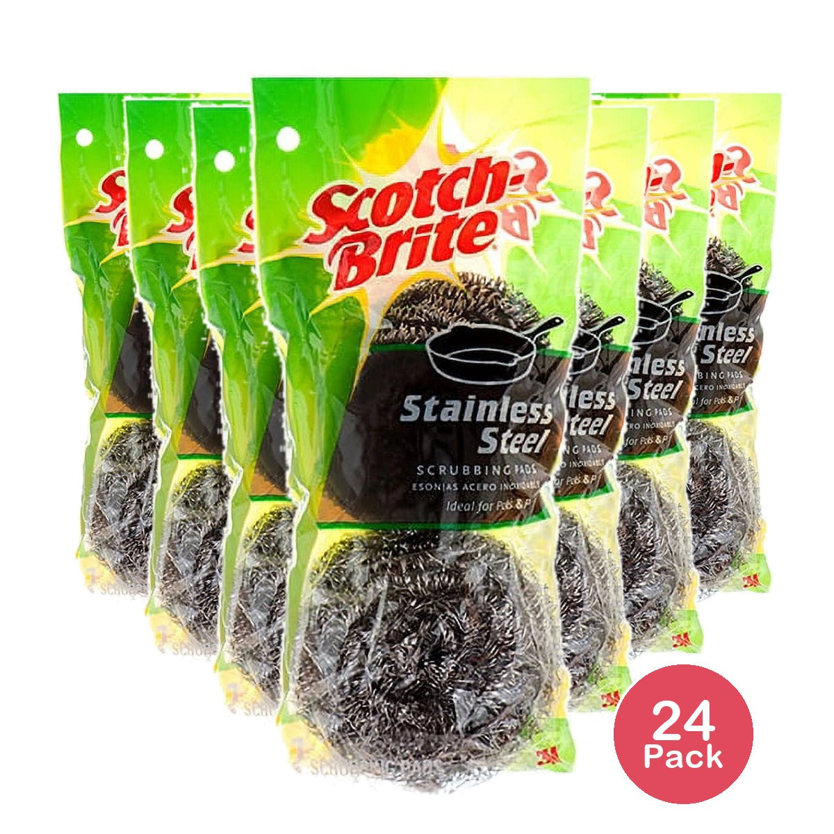 Scotch-Brite Stainless Steel Scrubbing Pads 2pk 2.6 Oz (Pack of 24)