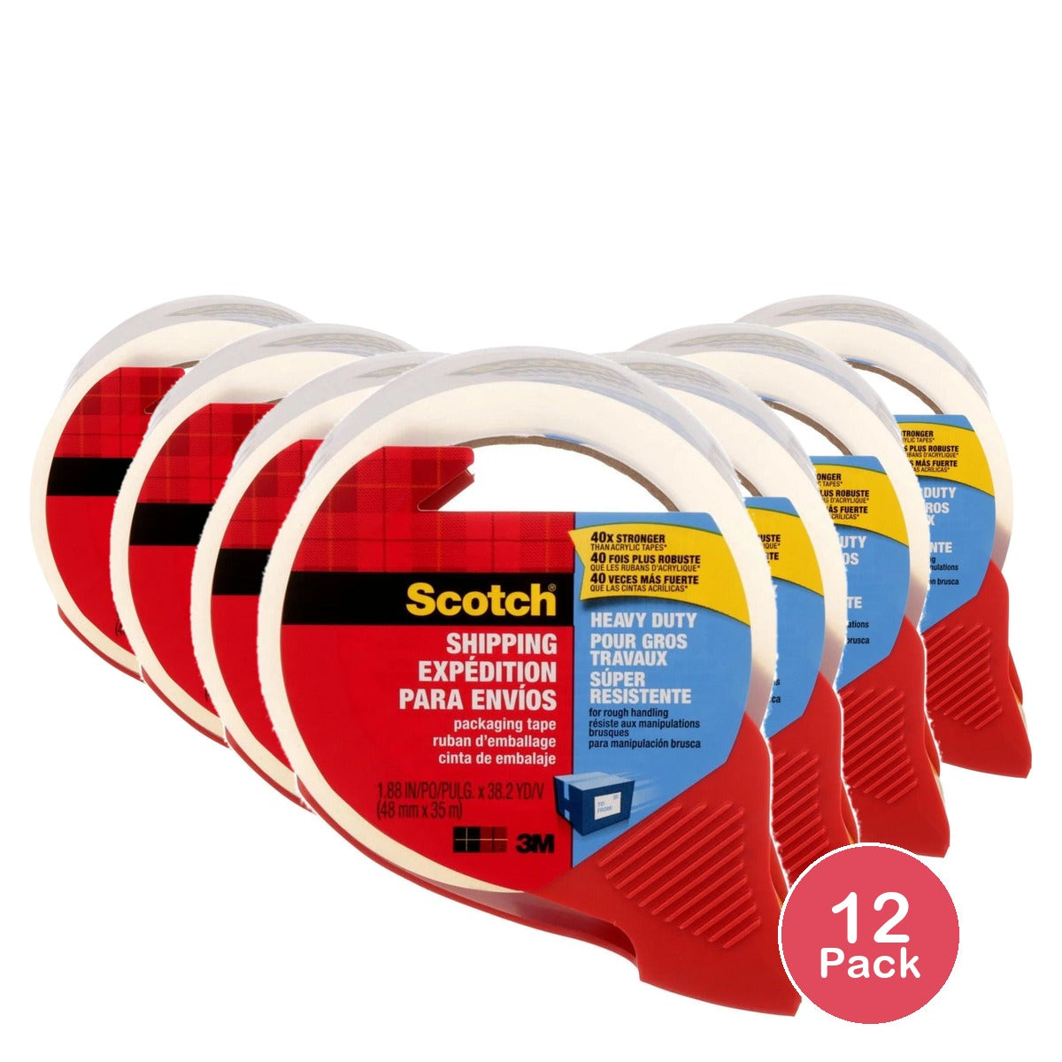 Scotch Heavy Duty Packaging Tape 1.88 in x 38.2 yd (Pack of 12)