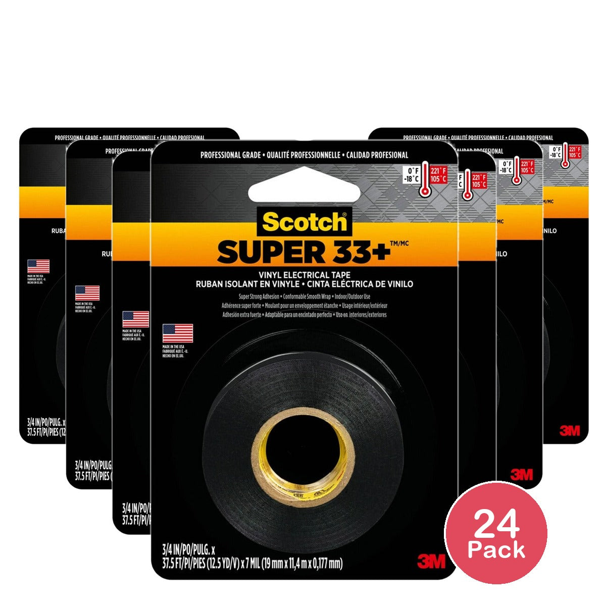 Scotch Super 33+ Vinyl Electrical Tape 3/4 In X 37.5 Ft (Pack of 24)