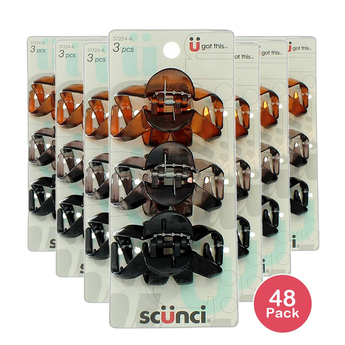 Scunci Effortless Beauty Jaw Hair Clips Assorted 1.13Oz (Pack of 48)