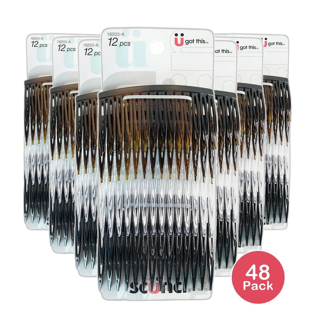 Scunci Effortless Beauty Side Hair Combs Assorted 4.64Oz (Pack of 48)