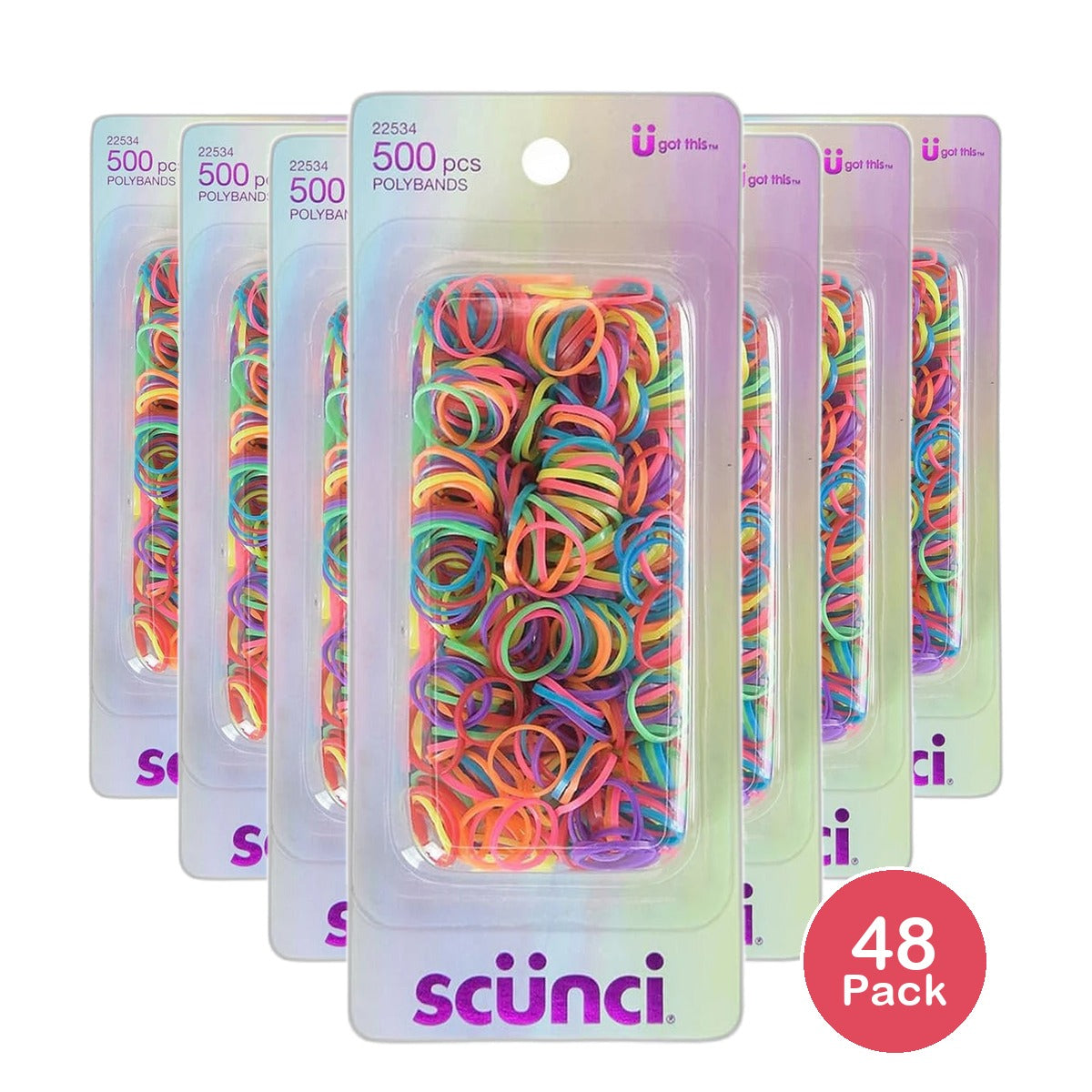 Scunci Girl No Damage Polyband Elastics 0.8Oz (Pack of 48)