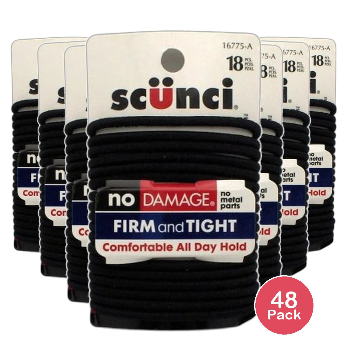 Scunci No Damage Medium-Hold Elastic Hair Bands Medium 0.92Oz (Pack of 48)