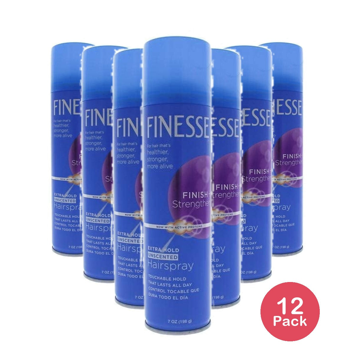 Self Adjusting Extra Hold Unscented Hair Spray Finesse 7 OZ (Pack of 12)