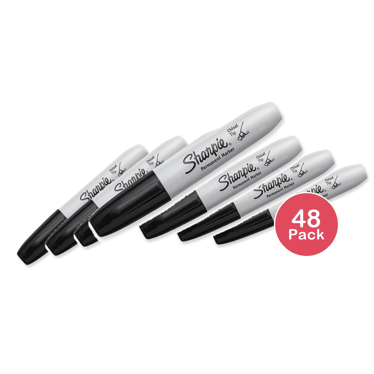 Sharpie Permanent Marker Chisel Tip Black 0.63oz (Pack of 48)