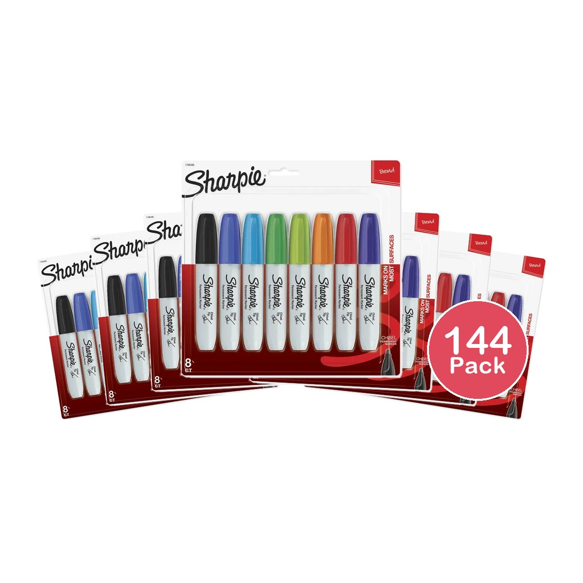 Sharpie Permanent Marker Chisel Tip Black Durable Aluminum Barrel Carded 3.8oz (Pack of 144)