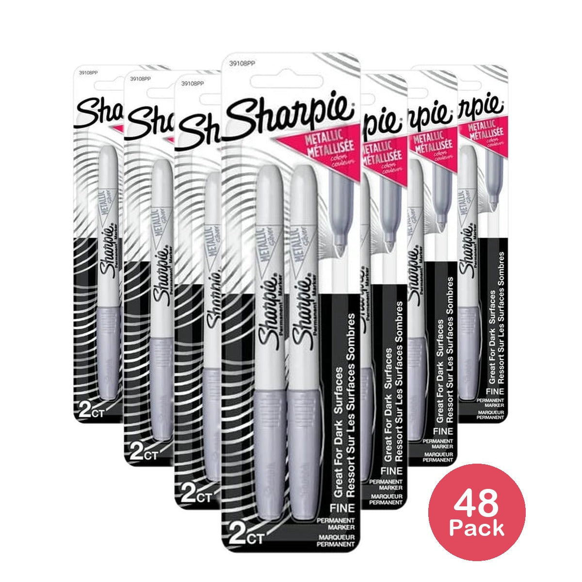 Sharpie Permanent Markers, Fine Point, Metallic, 2 Pack (39108PP) (Pack of 48)