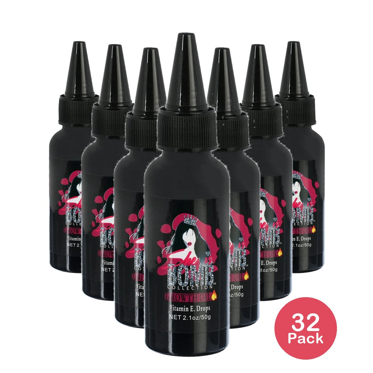 She Is Bomb Hair Growth Oil Drops with Vitamin E 2.1 oz Damaged Hair Types Hair (Pack of 32)
