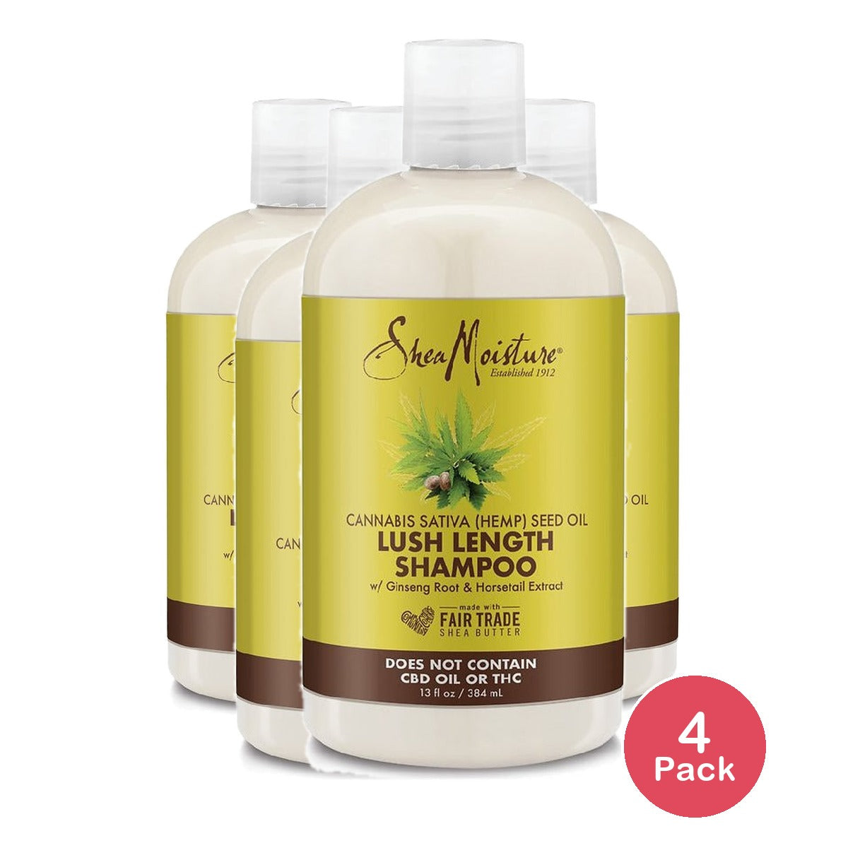 SheaMoisture Cannabis Seed Oil Lush Length Shampoo 13 Oz (Pack of 4)