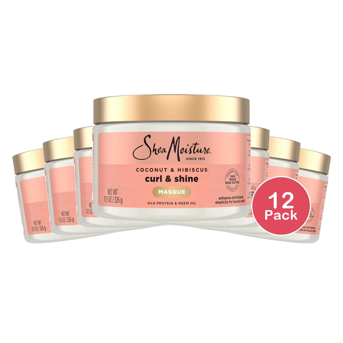 SheaMoisture Coconut & Hibiscus Curl & Shine Hair Mask 11.5 Oz (Pack of 12)