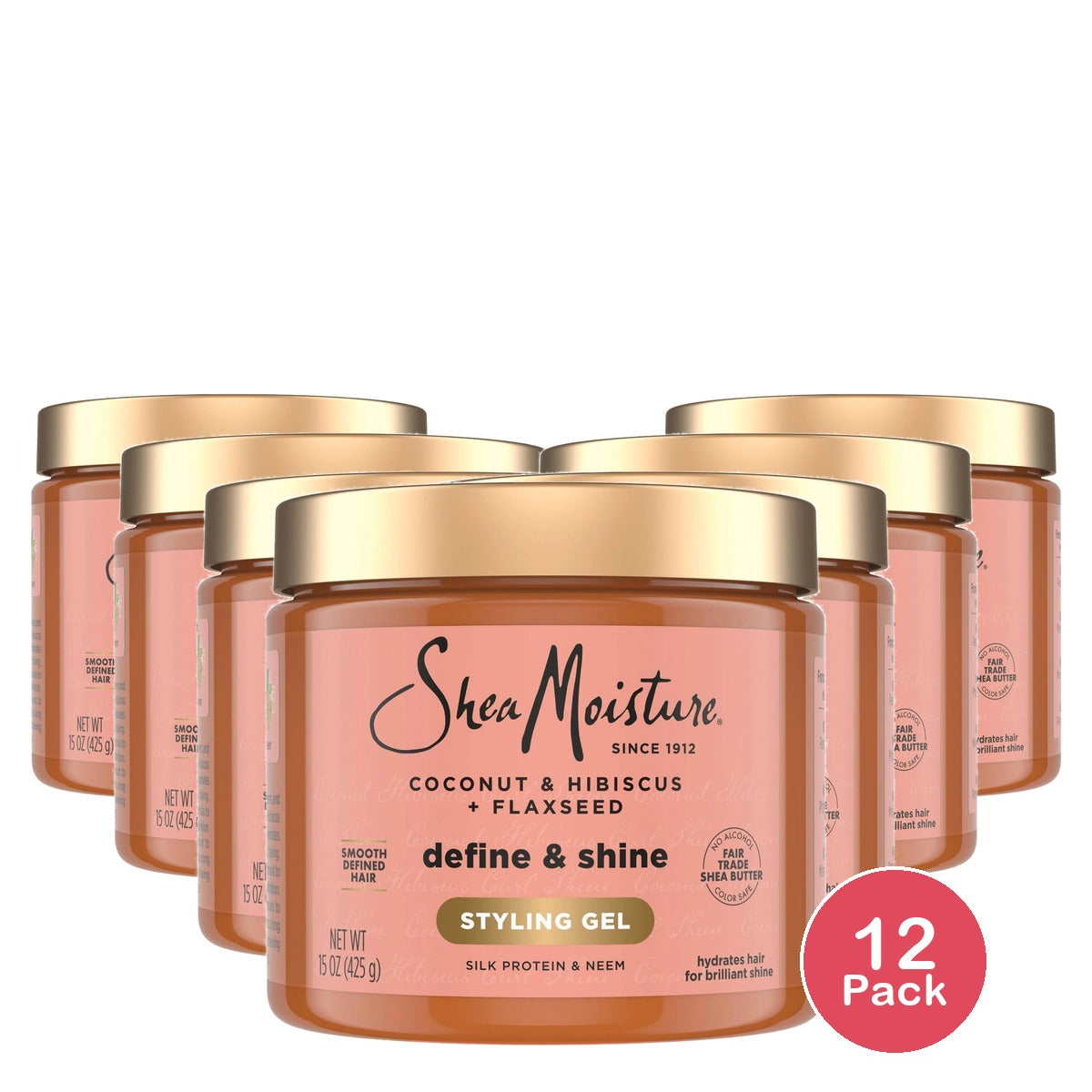 SheaMoisture Coconut & Hibiscus Defining Styling Gel 15 Oz (Pack of 12)