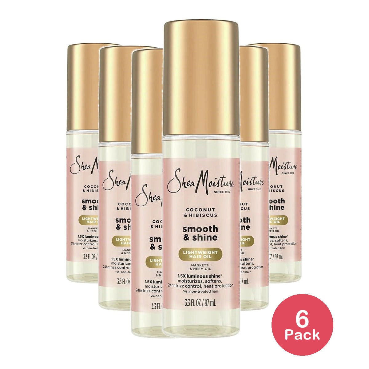 SheaMoisture Coconut & Hibiscus Smooth + Shine Oil 3.3 Oz (Pack of 6)