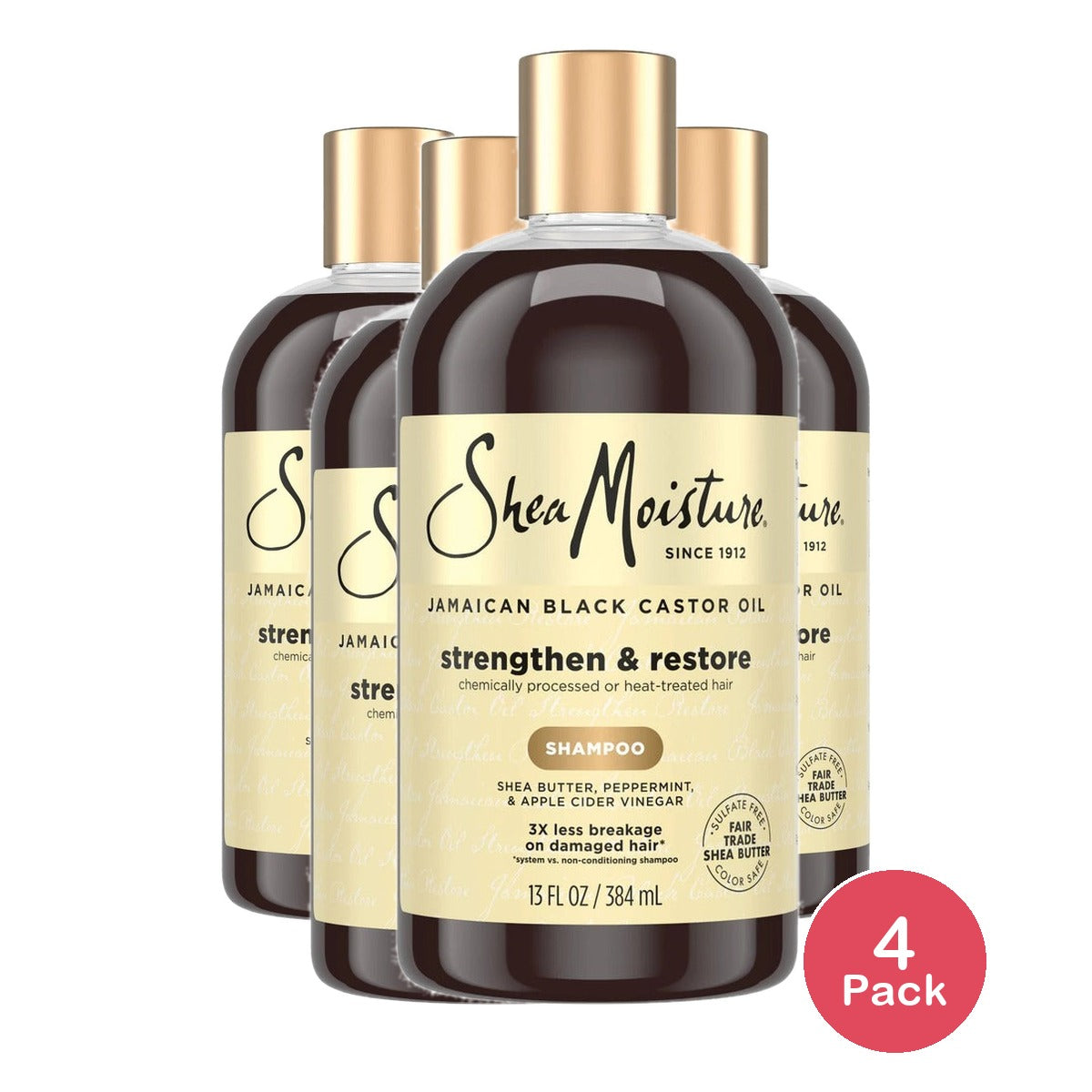 SheaMoisture Jamaican Black Castor Oil Shampoo 13 Oz (Pack of 4)