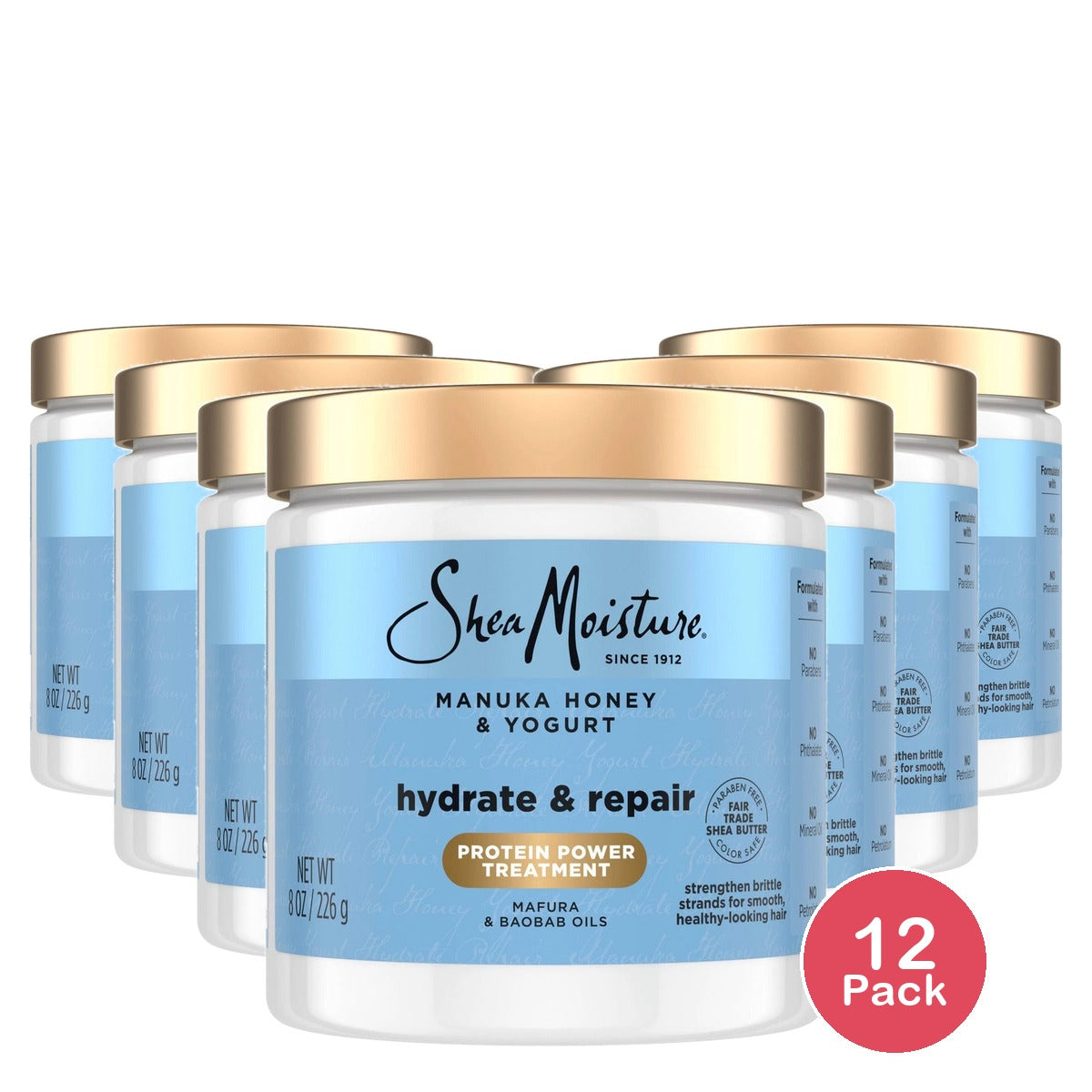 SheaMoisture Manuka Honey & Yogurt Hydrate + Repair Hair Mask 8 Oz (Pack of 12)