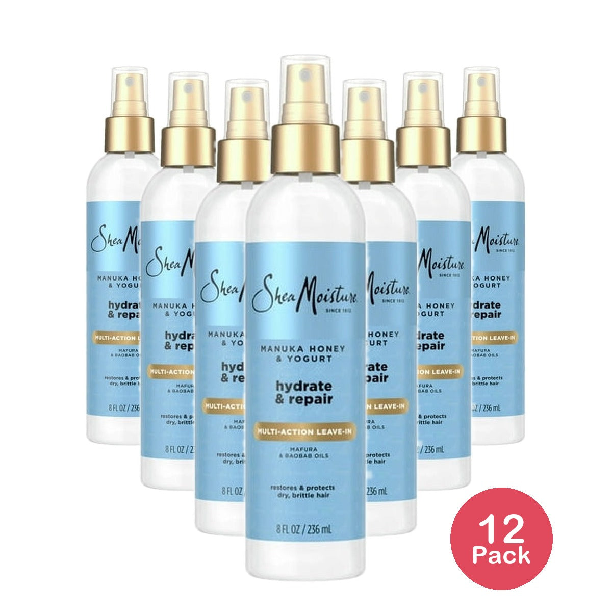 SheaMoisture Manuka Honey & Yogurt Hydrate + Repair Leave-In Conditioner Spray -8 oz (Pack of 12)