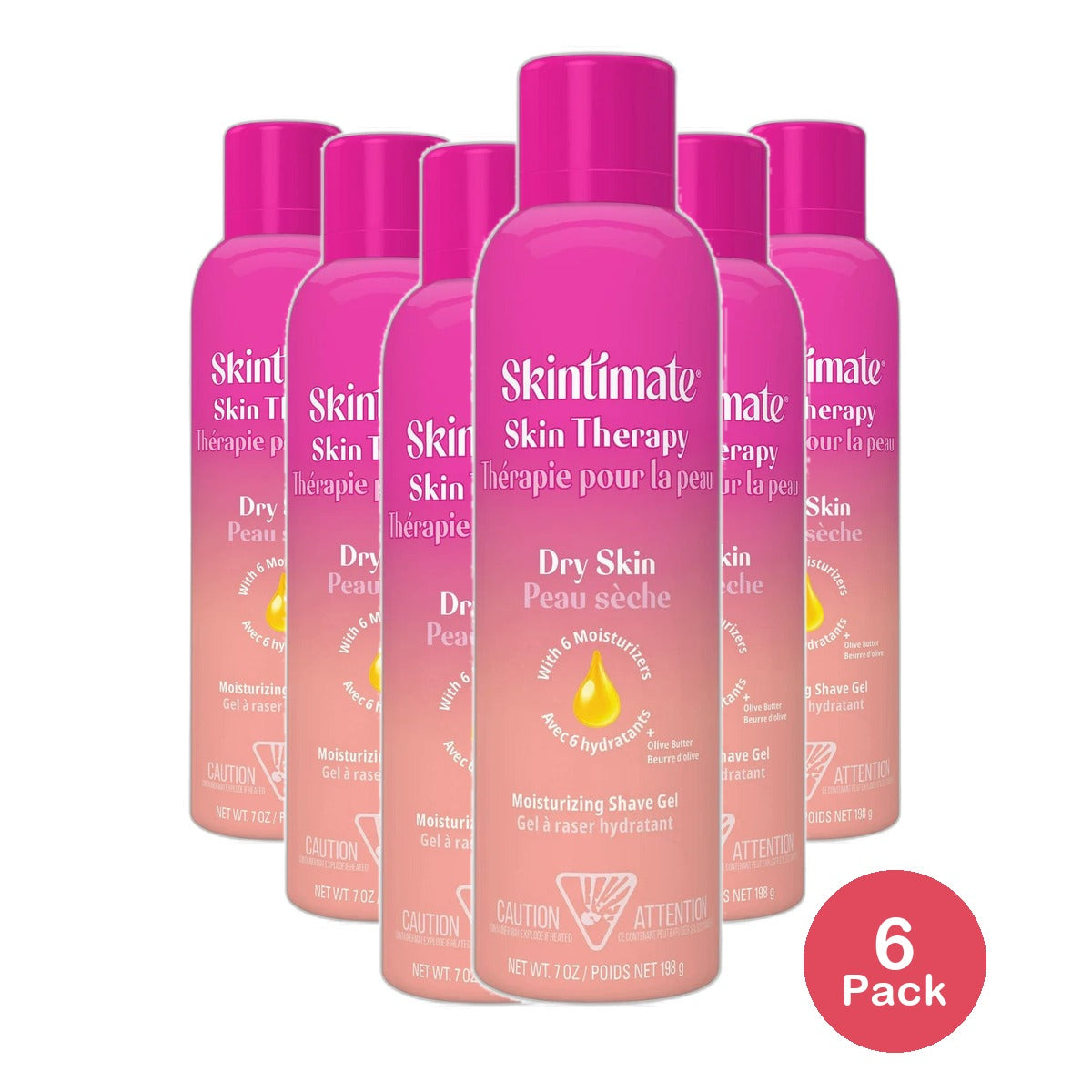 Skintimate Lotionized Dry Skin Moisturizing Shave Shaving Gel 7Oz (Pack of 6)