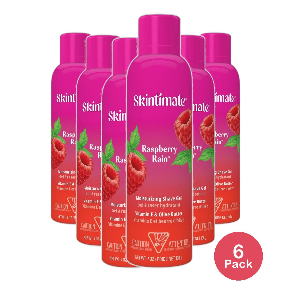 Skintimate Moisturizing Shave Gel Raspberry Rain 7Oz (Pack of 6)