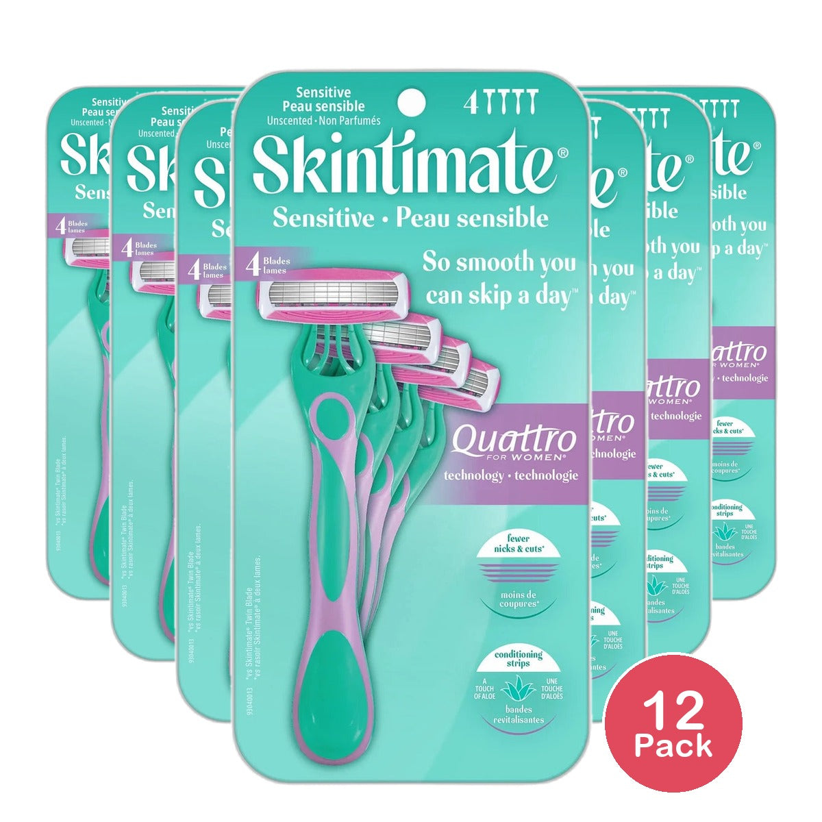 Skintimate Sensitive Skin Womens Disposable Razor 3.53oz (Pack of 12)