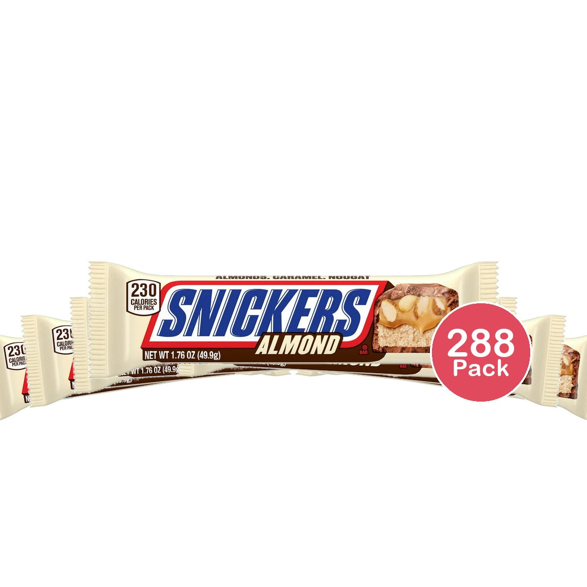 Snickers Milk Chocolate Caramel Almonds Nougat Candy Bar 1.76 Oz (Pack of 288)