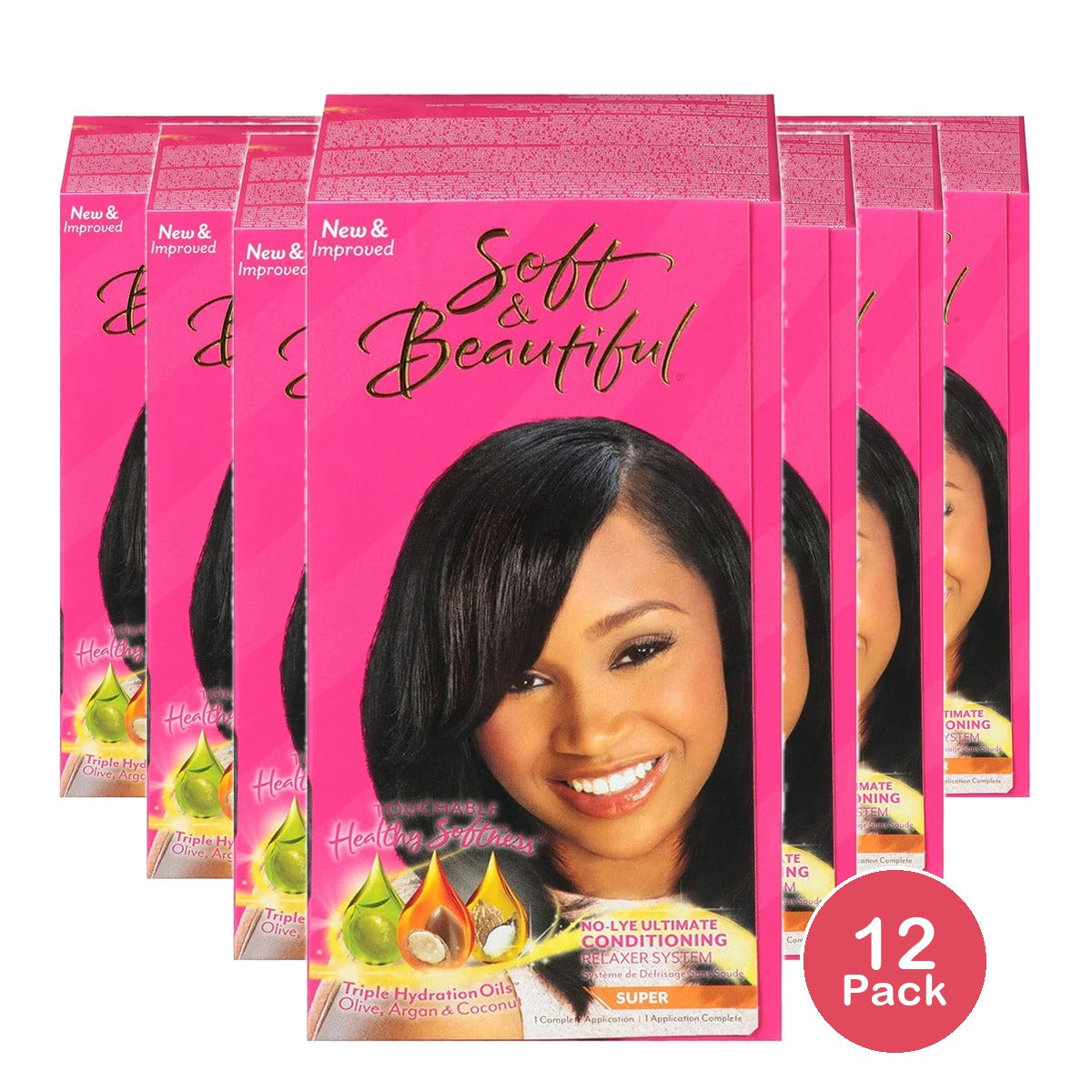 Soft & Beautiful Super No-Lye Ultimate Conditioning RelAxer System Kit for Coar (Pack of 12)