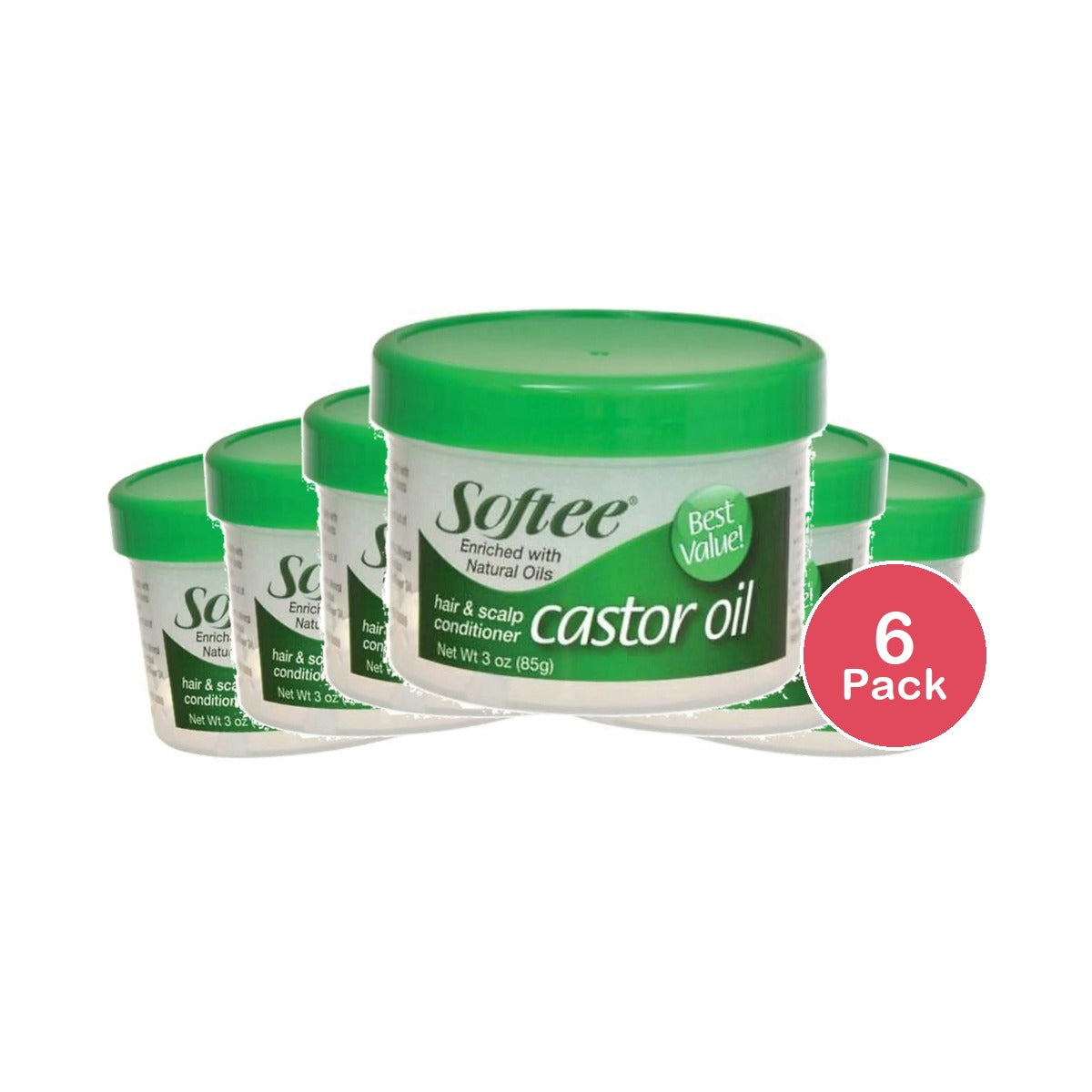 Softee Castor Oil Hair & Scalp Conditioner 3 Oz (Pack of 6)