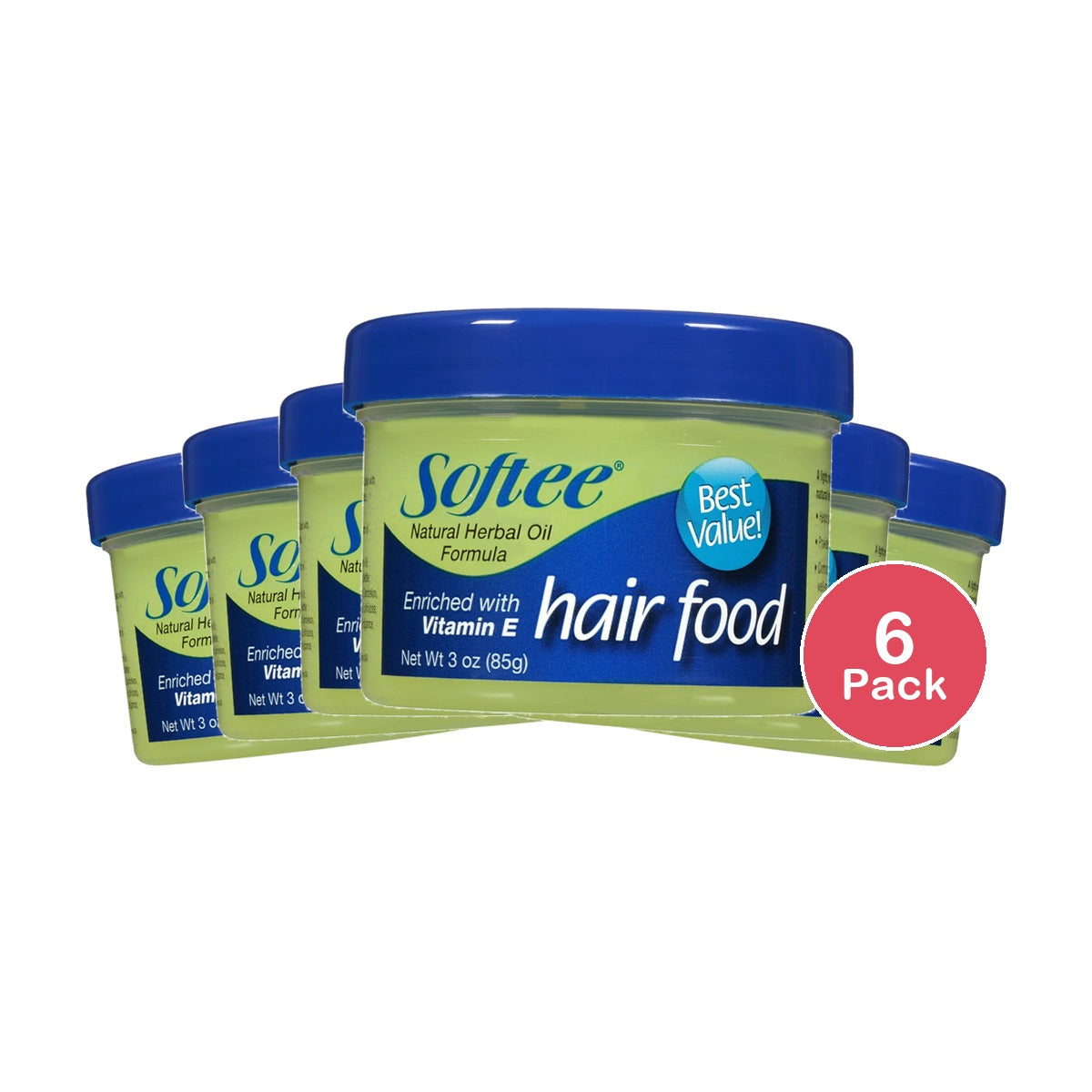Softee Hair Food 3 Oz. Jar Dry Damaged Hair (Pack of 6)