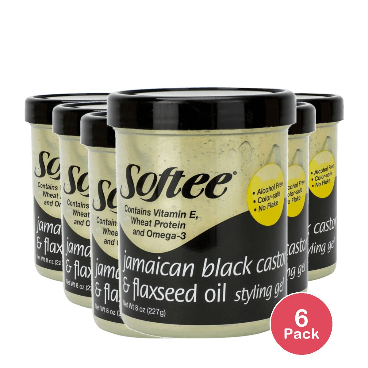 Softee Jamaican Black Castor & Flaxseed Oil Styling Gel (Pack of 6)