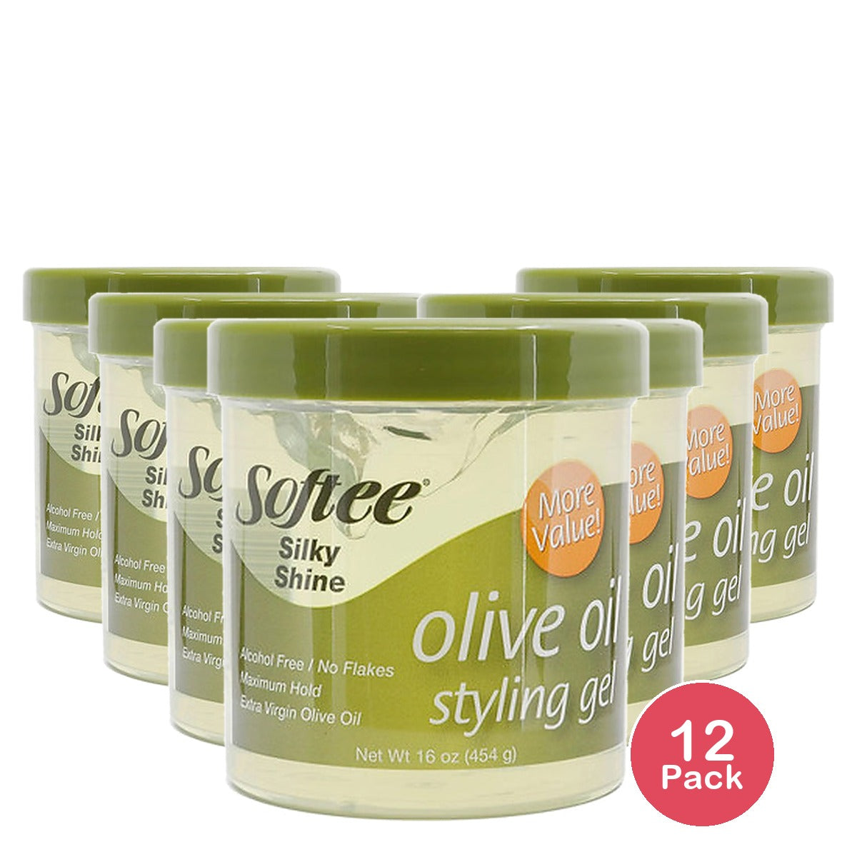 Softee Silky Shine Olive Oil Styling Gel 16 Oz (Pack of 12)