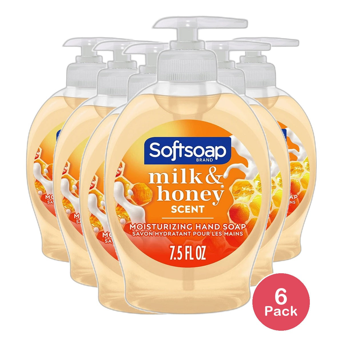 Softsoap Moisturizing Liquid Hand Soap Milk Protein and Honey 7.5Oz (Pack of 6)
