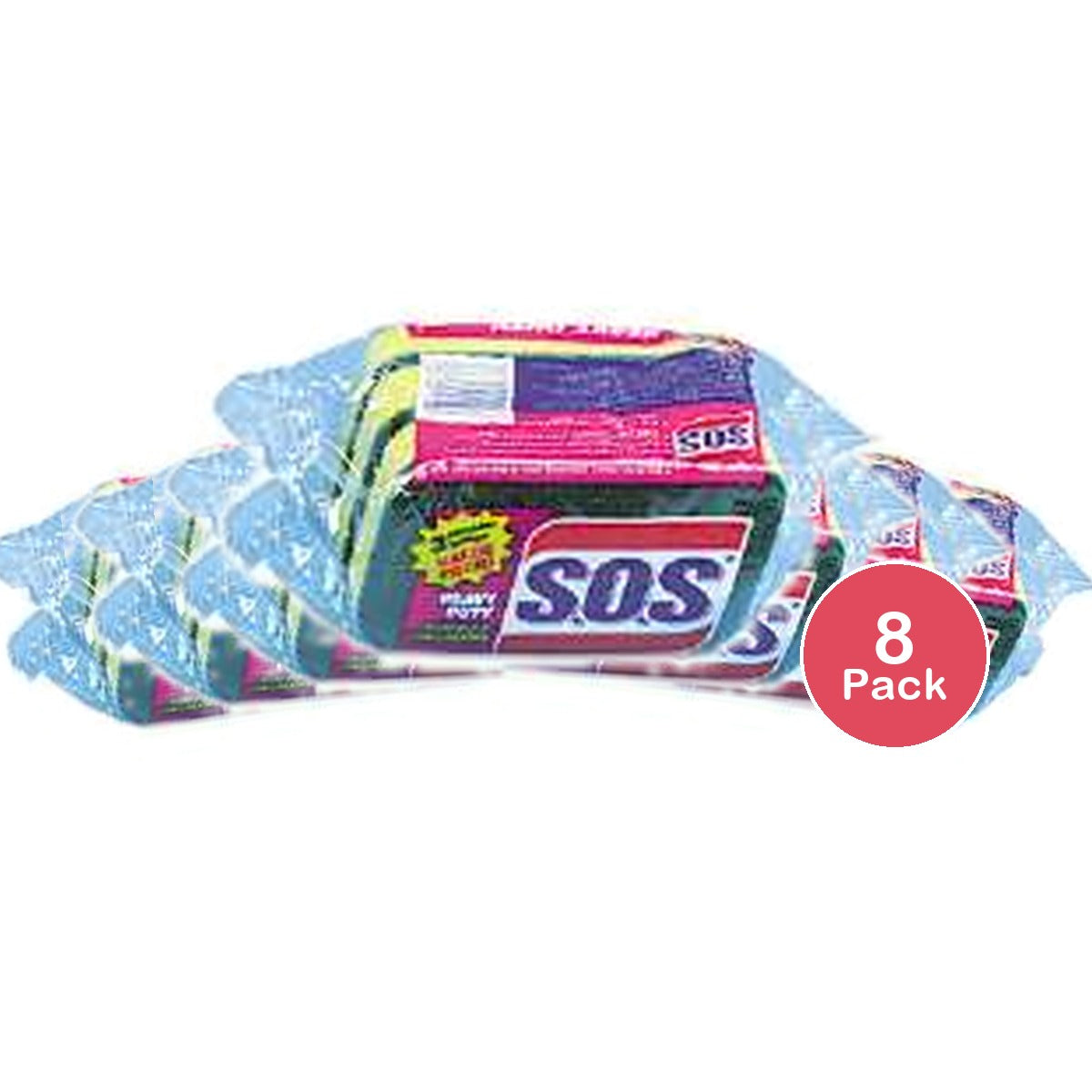 S.O.S Heavy Duty Durable and Long-Lasting Scrubber Sponge 3Oz (Pack of 8)