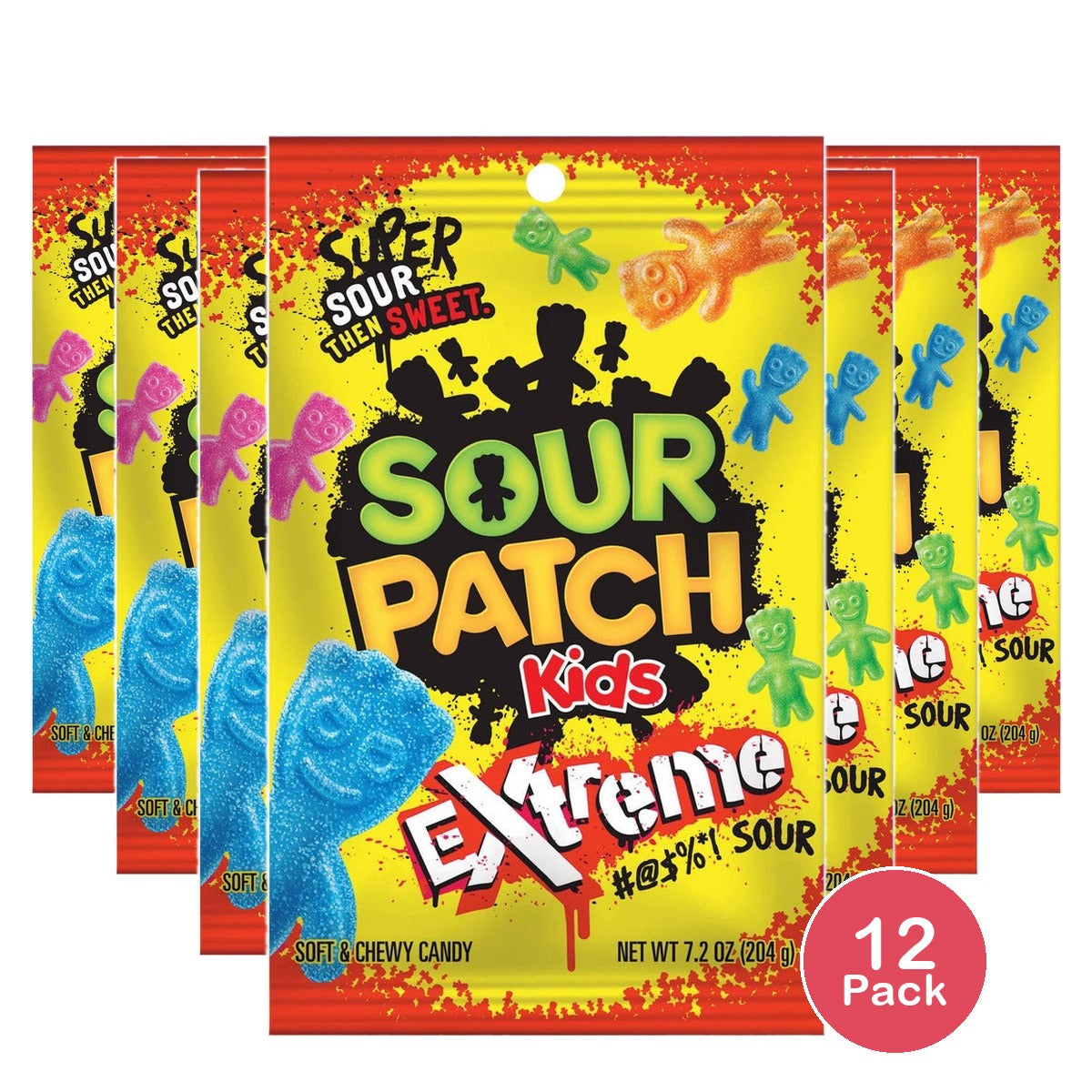 Sour Patch Kids Extreme Soft Candy 7.2 Oz (Pack of 12)